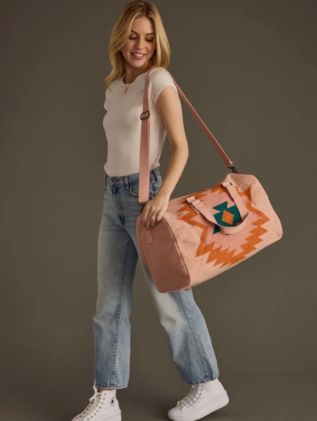 Pink, Orange, Blue/Green Aztec Duffel