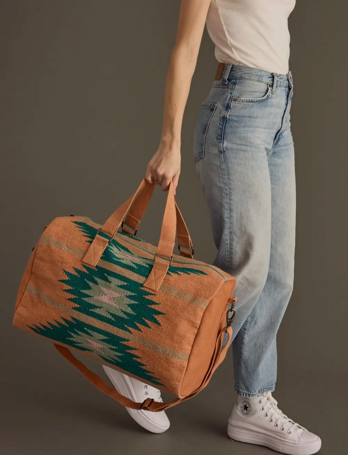 Orange, Green, & Pink Aztec Duffel