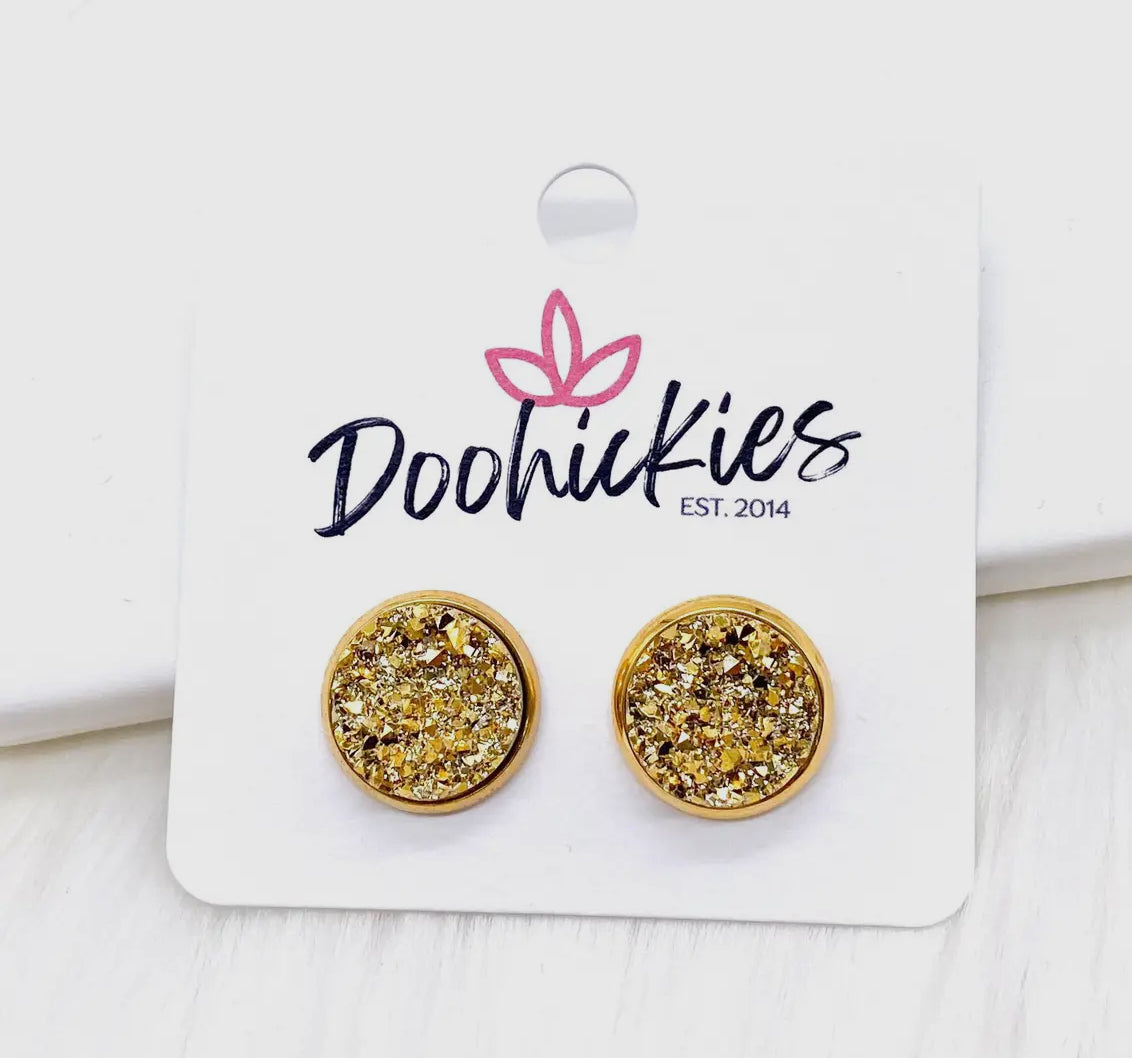Gold Circle Stud Earrings