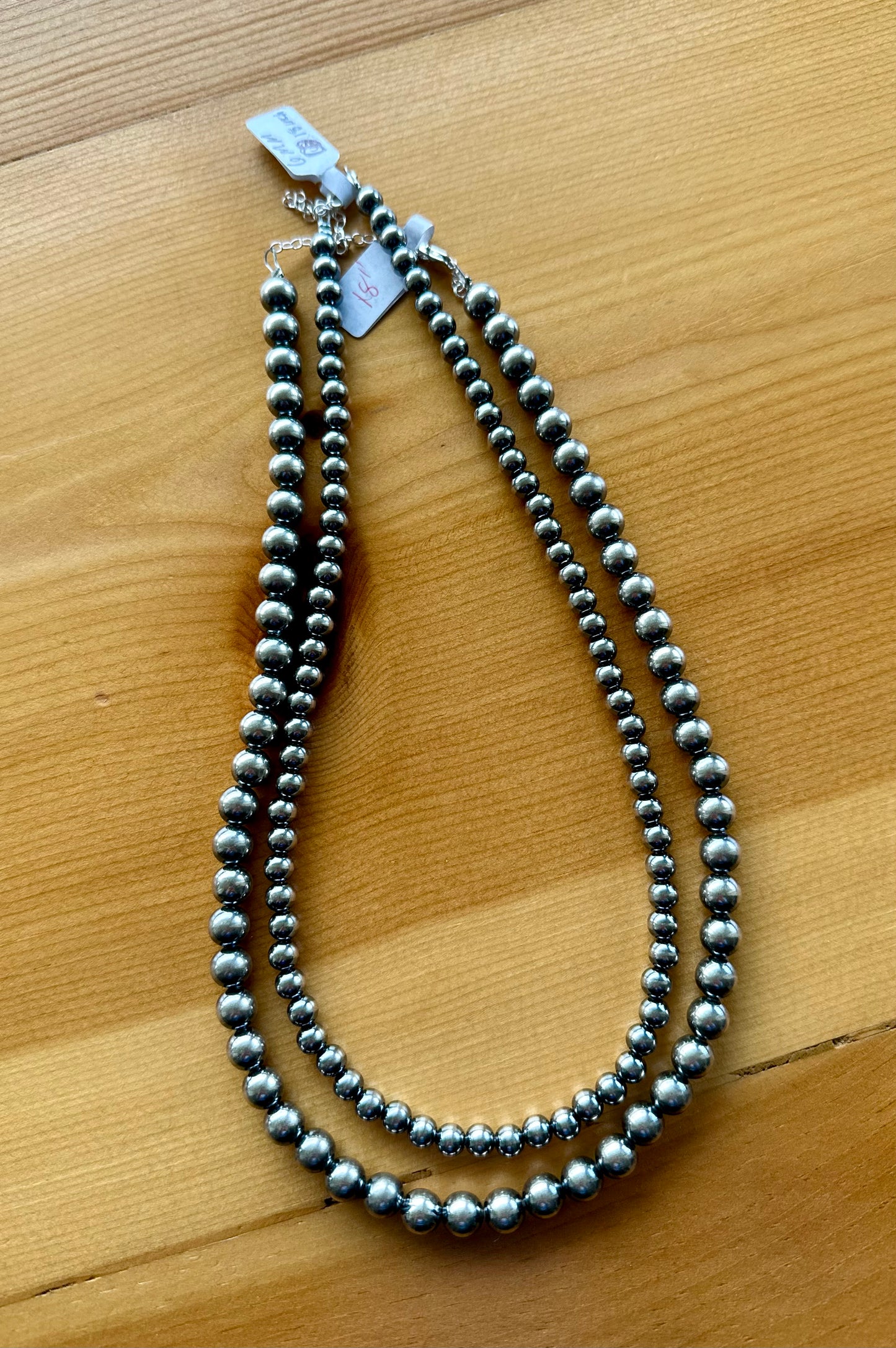 6mm 18 inch Sterling Silver Pearl Necklace