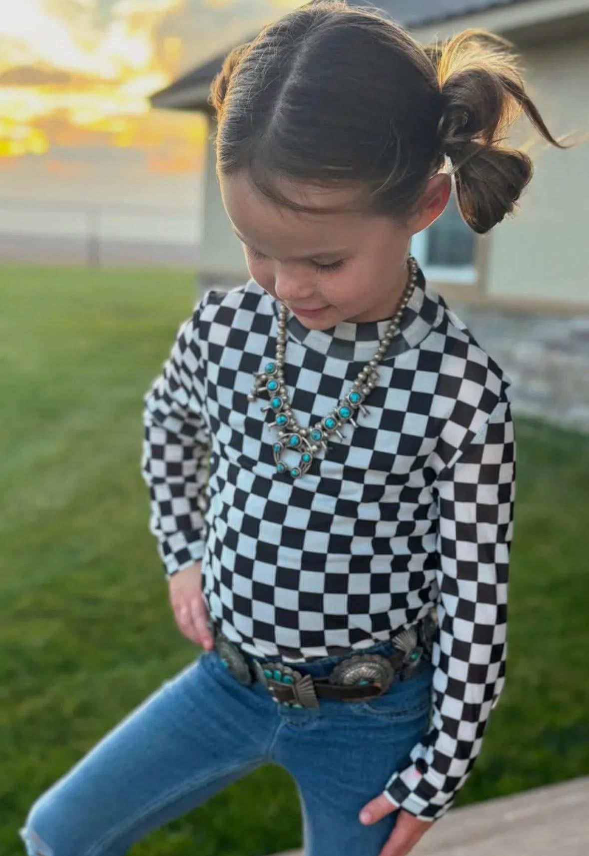 Black/White Checkered Mesh Youth