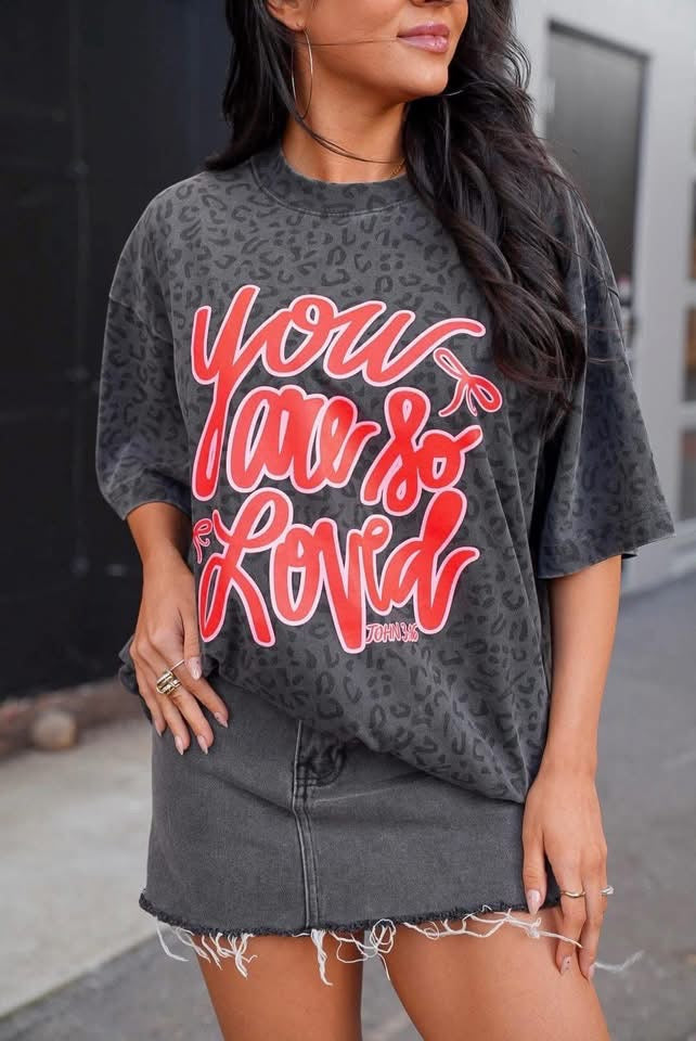 So Loved Black Leopard Tee