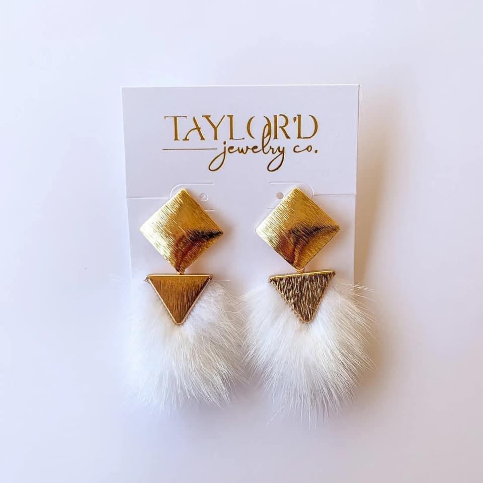 Gold Feather Drop White