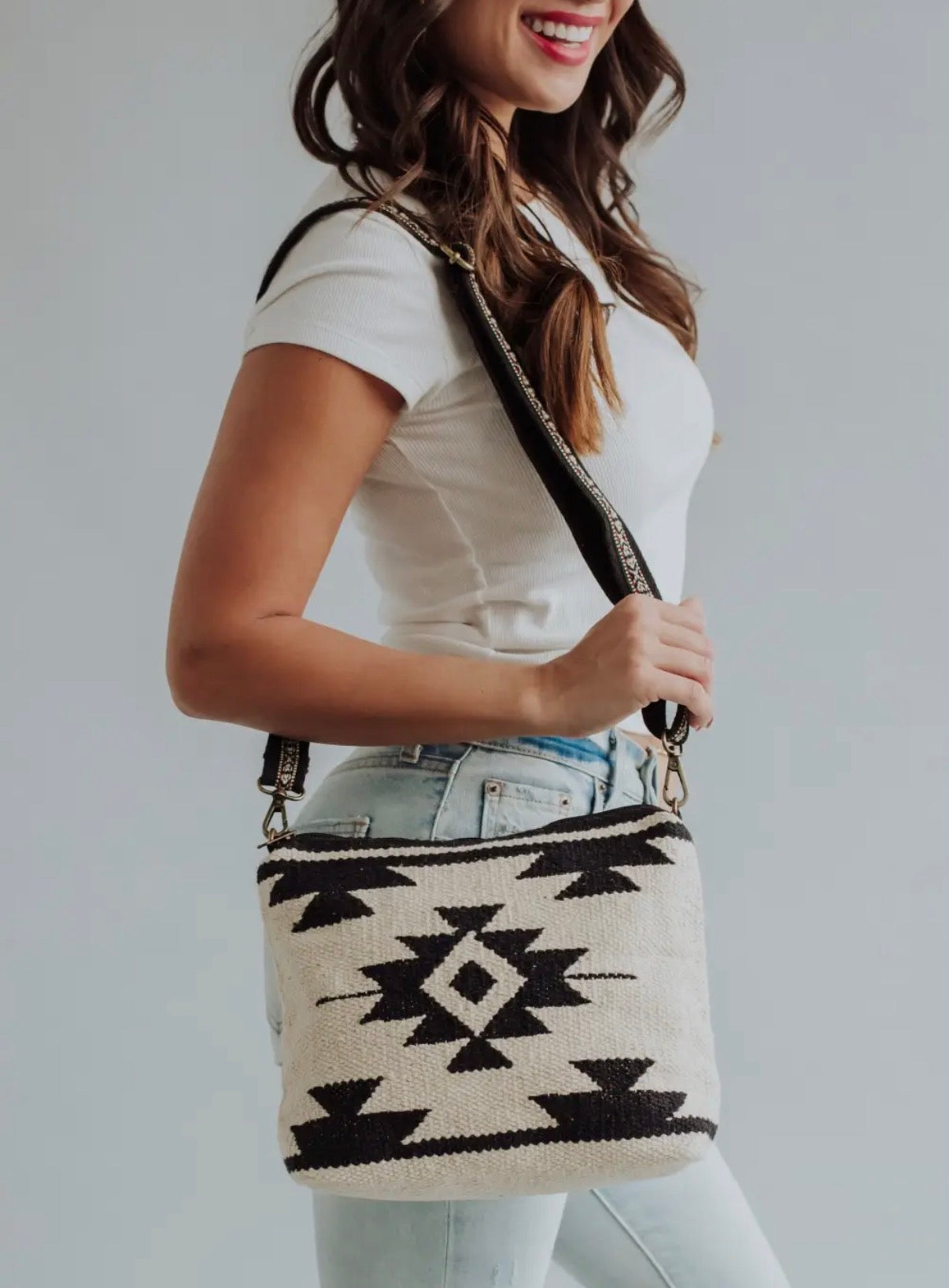 Cream & Black Aztec Crossbody