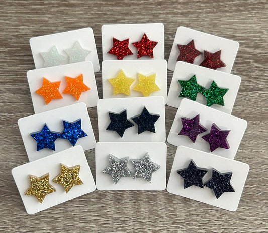 Glitter Star Stud Earrings