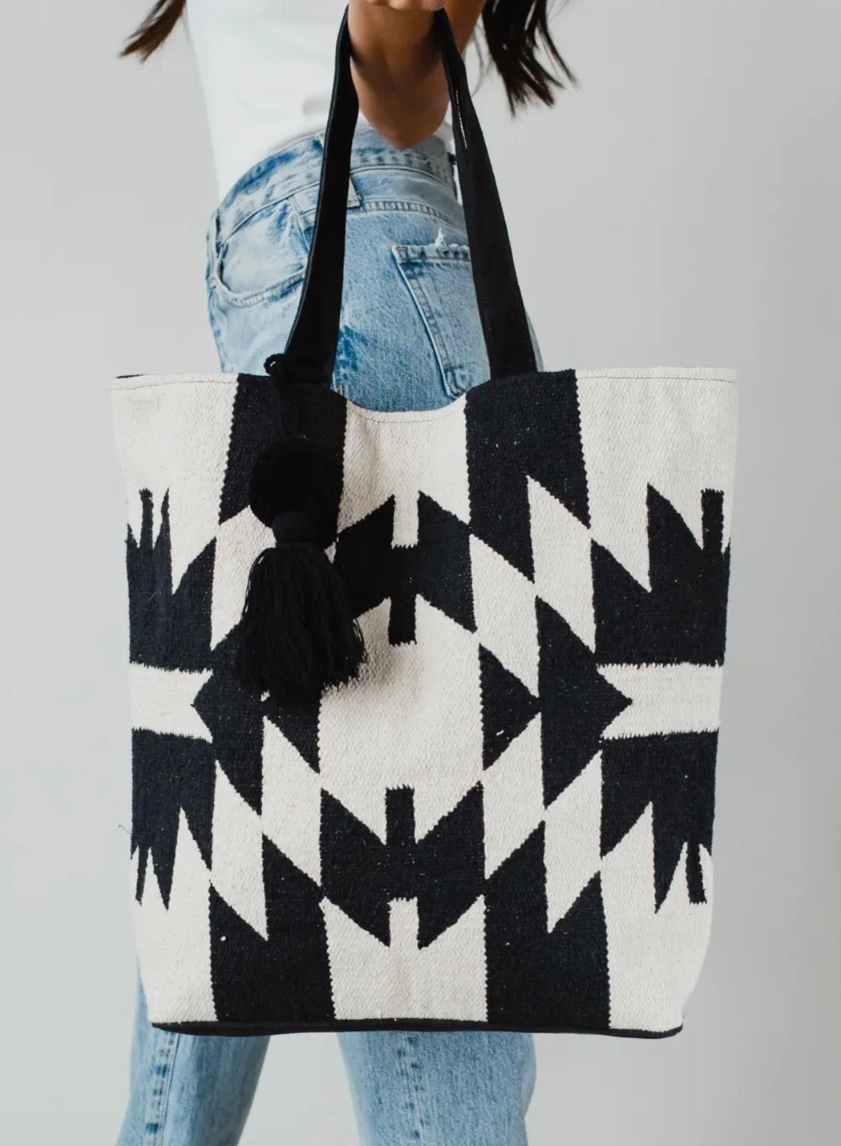 Cream & Black Aztec Tote