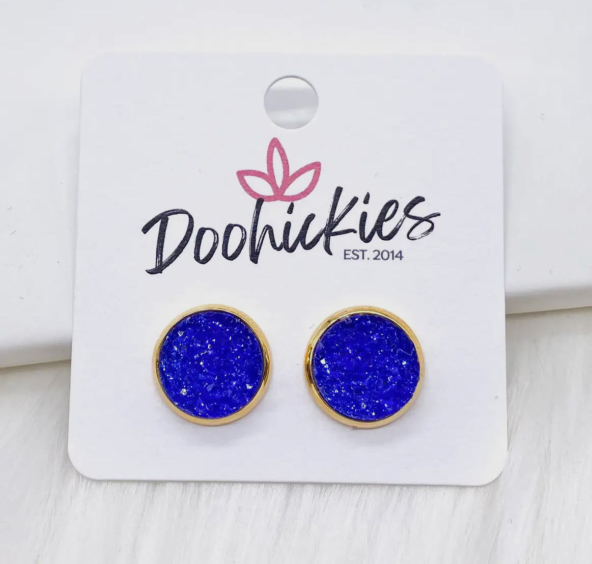 Blue Circle Stud Earrings