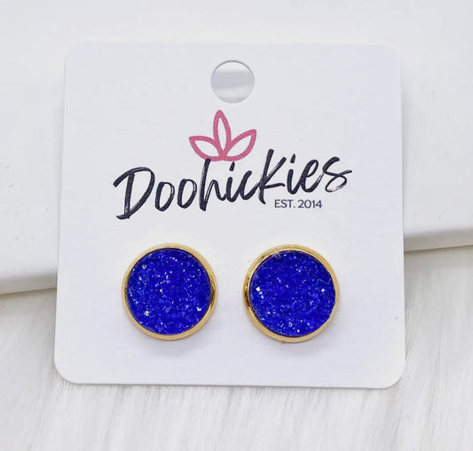 Blue Circle Stud Earrings