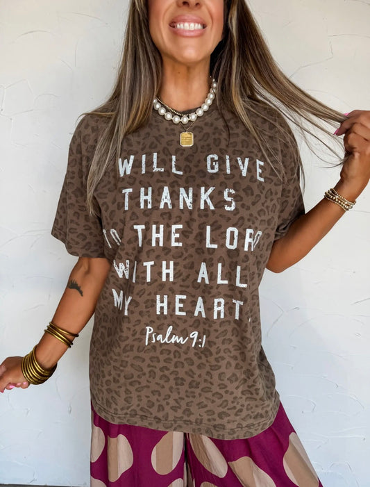 Give Thanks Leopard Tee