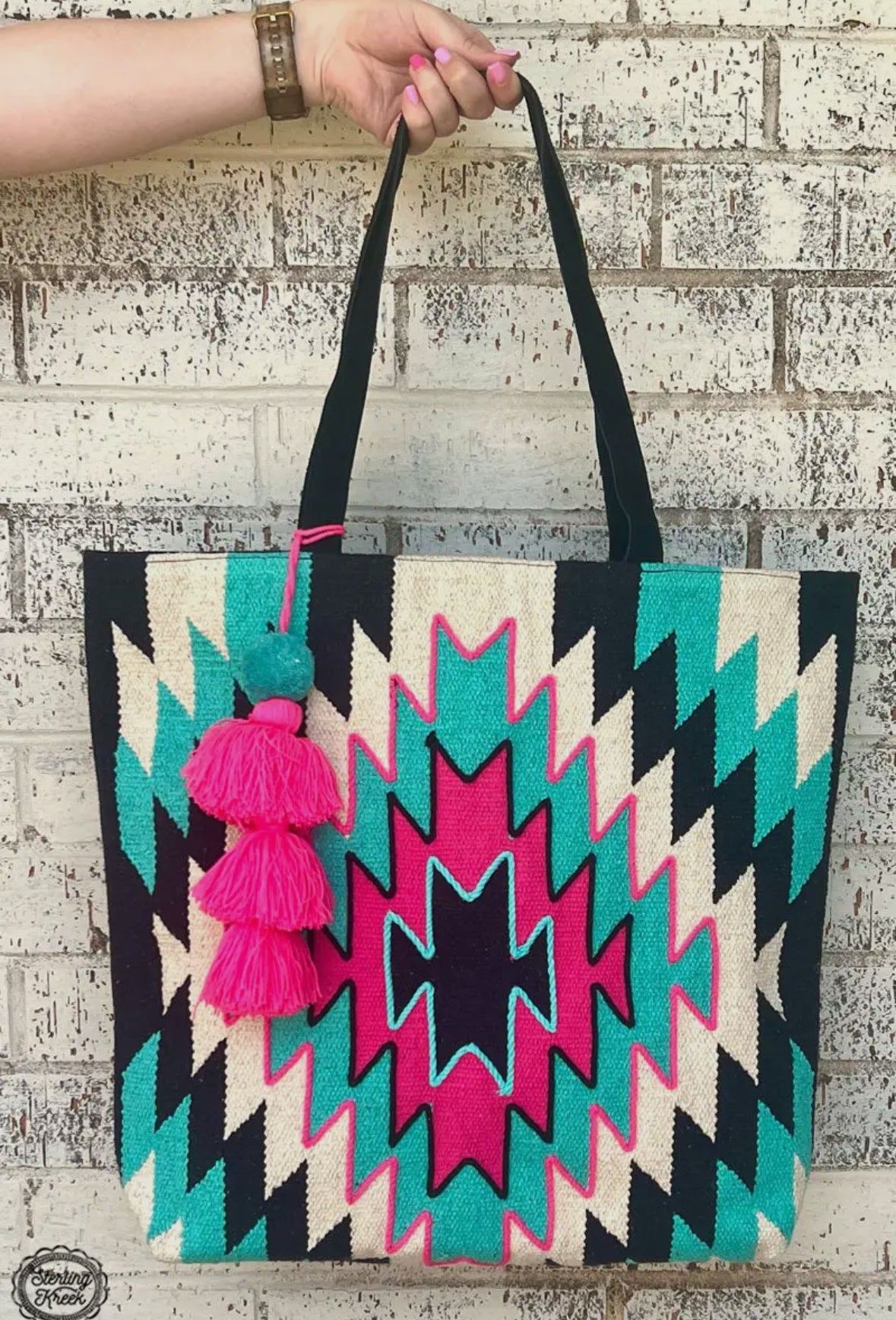 Pink & Teal Aztec Tote