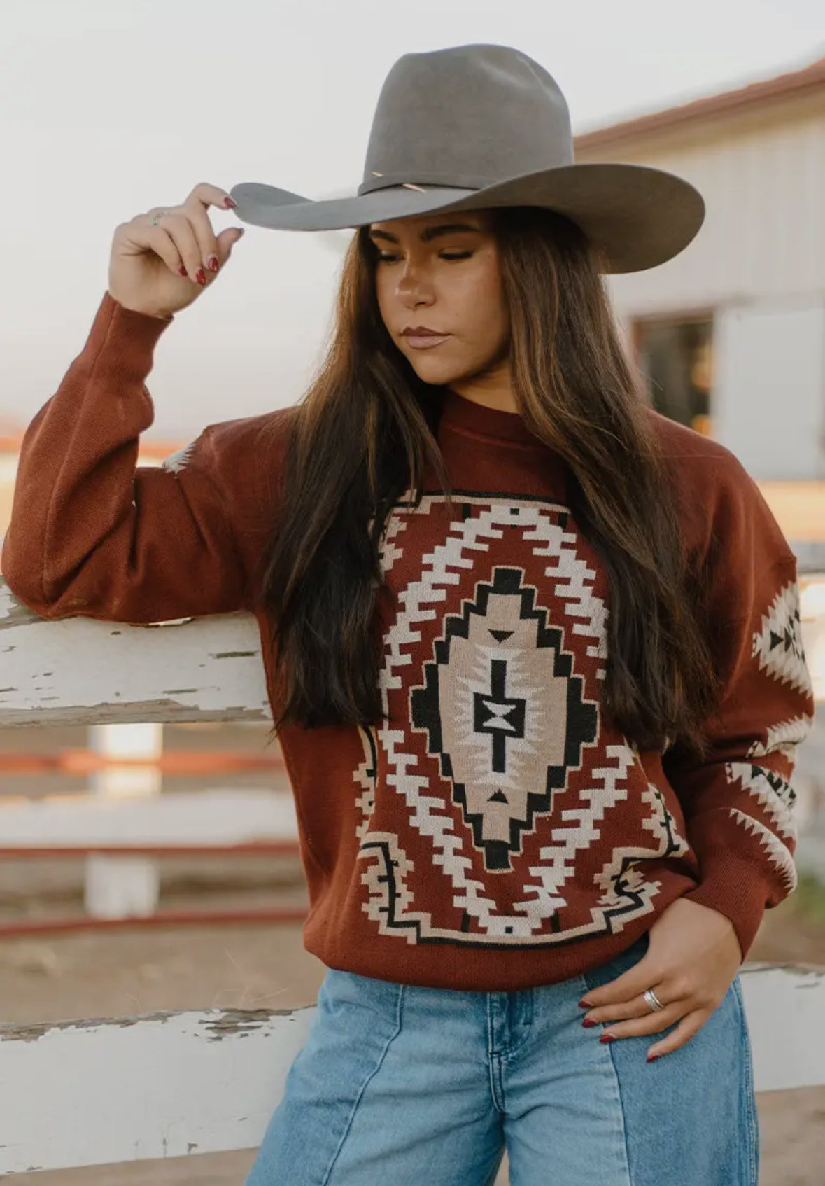 Deep Rust Aztec Sweater