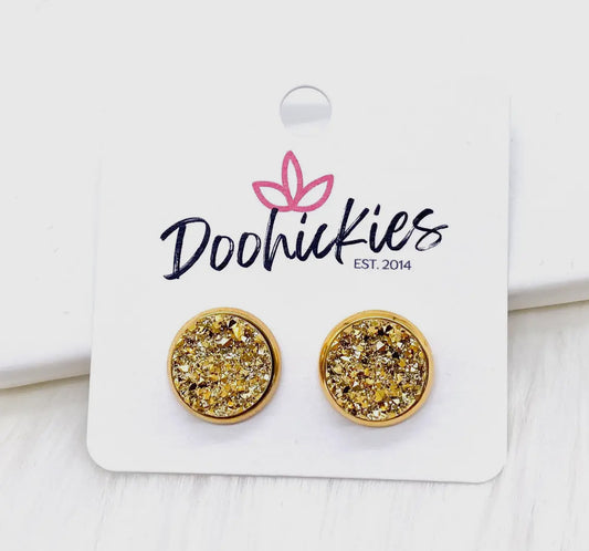 Gold Circle Stud Earrings