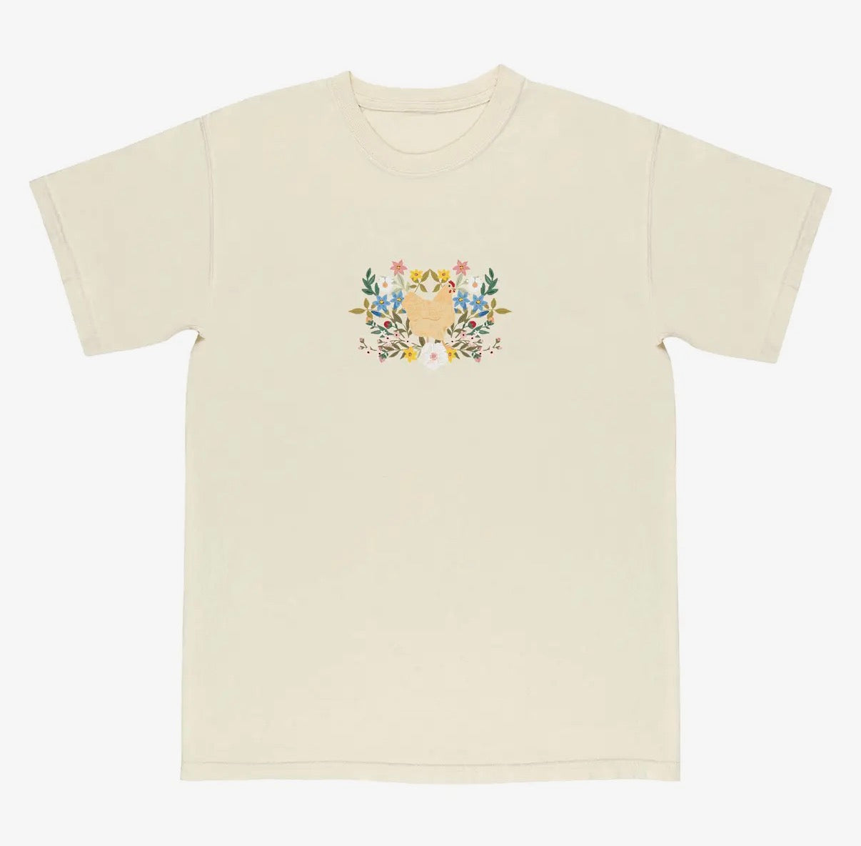 Chickens & Flowers Tee (front & back design)