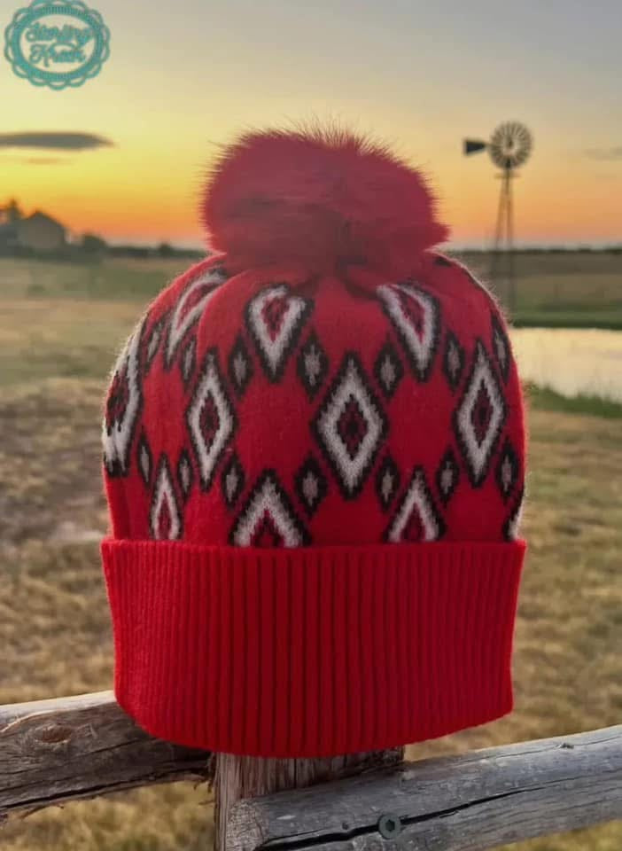 Red Aztec Beanie