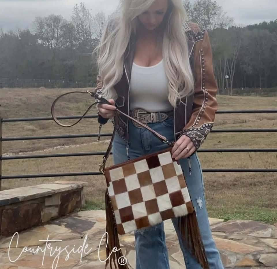 Checkered Hide Crossbody Bag