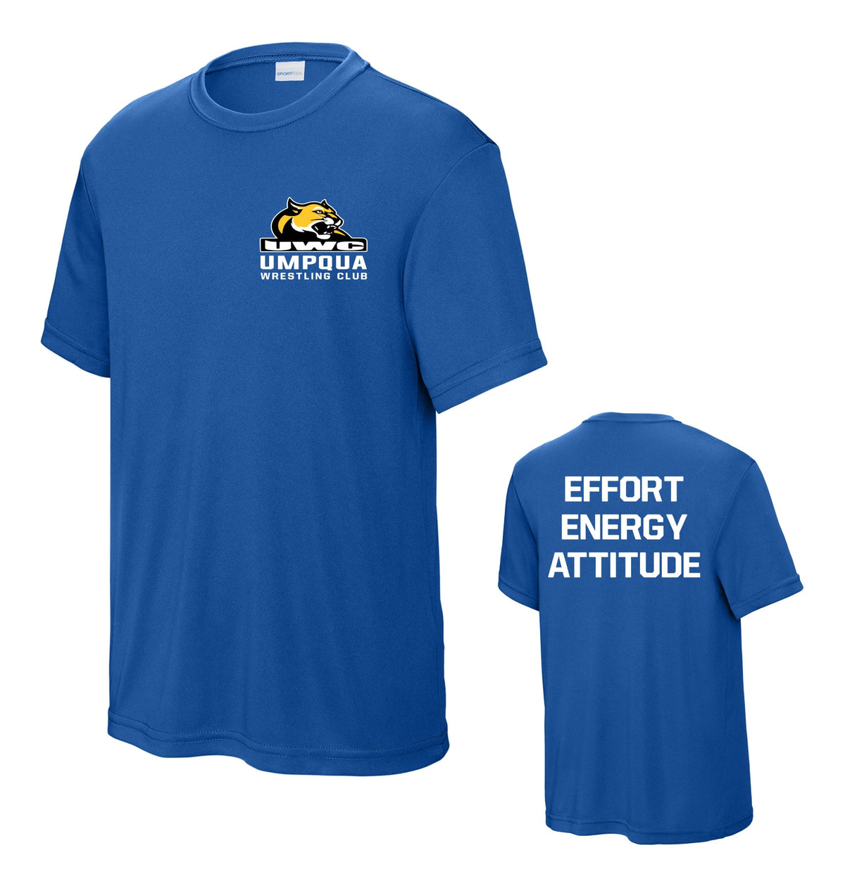 Umpqua Wrestling Club Chest Design Front/Back Royal Dri Fit Tee