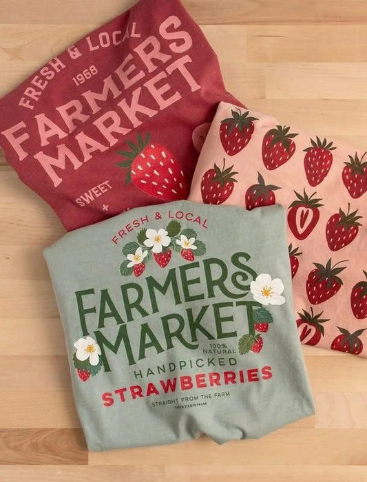 Farmers Market Strawberries (green tee) Tee