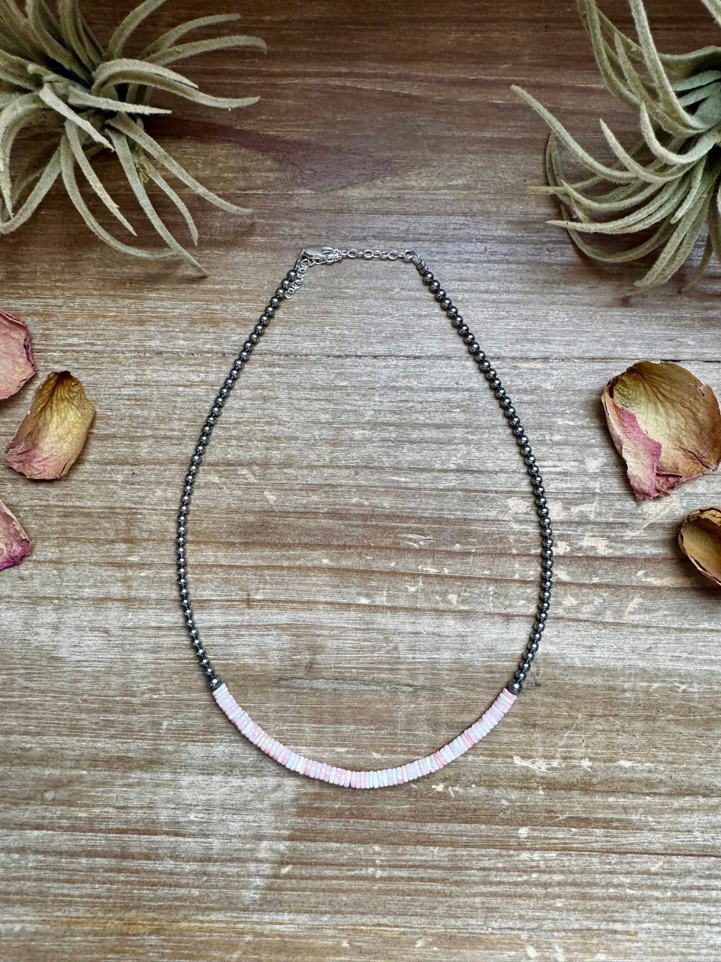 15 inch Pink Conch Heishi Necklace
