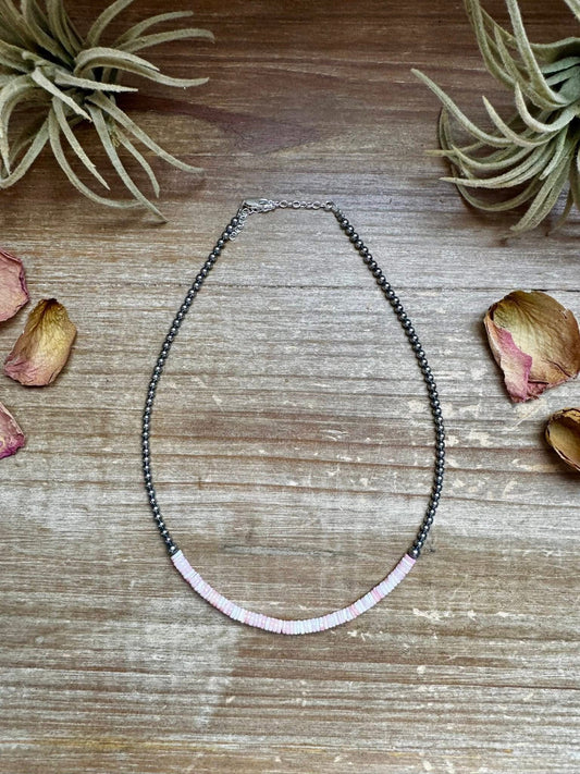 15 inch Pink Conch Heishi Necklace