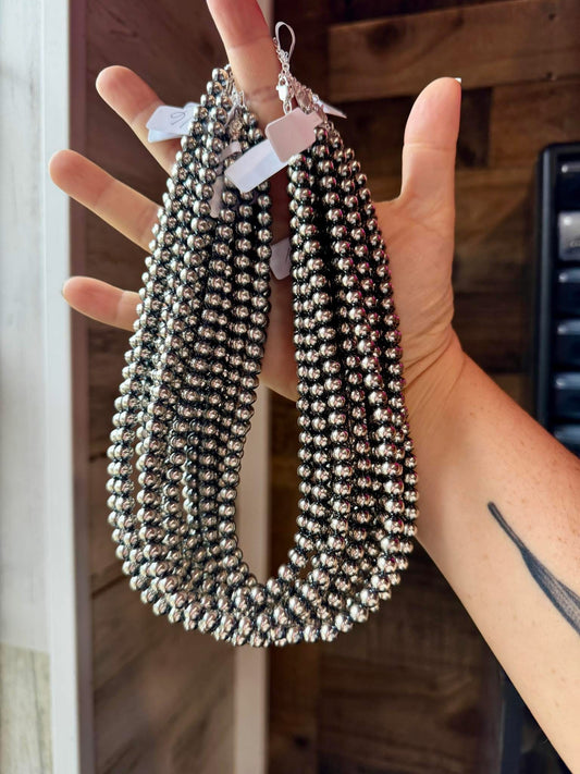 6mm 16 inch Sterling Silver Pearl Necklace