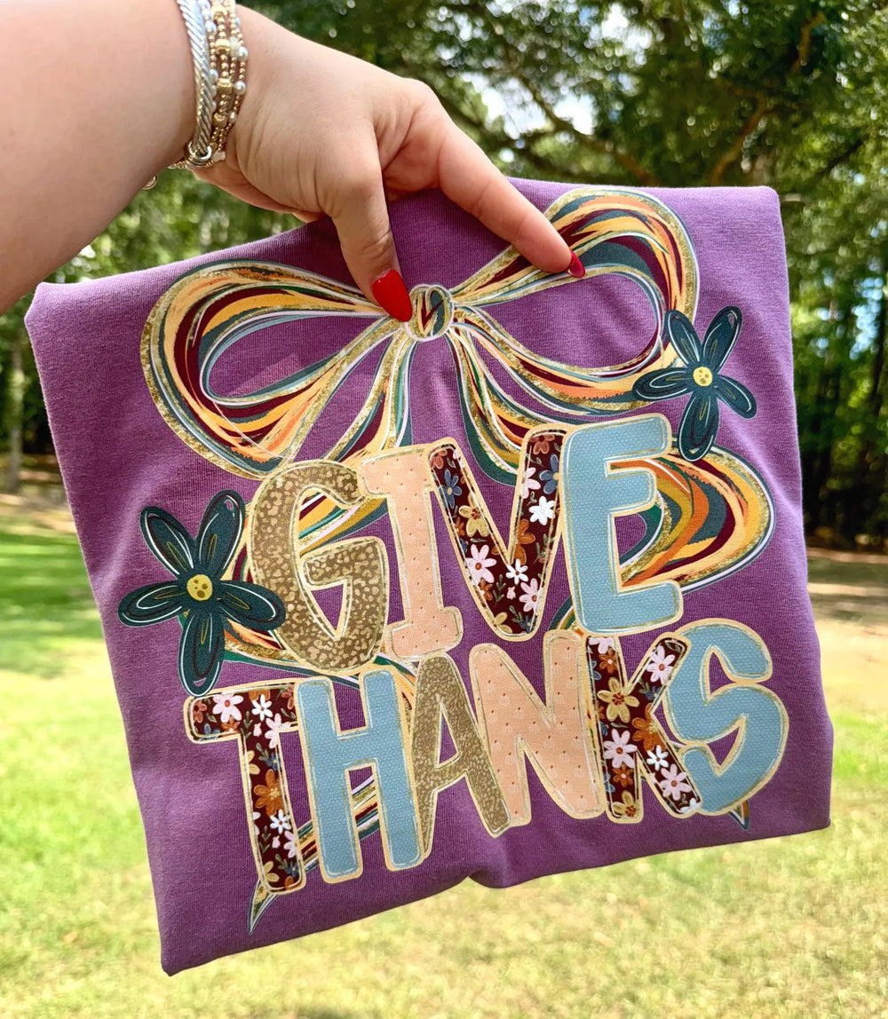 Give Thanks Bow Tee